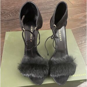 Longchamp -elegant high heels with feather size 37 (brand new)- made in Italy